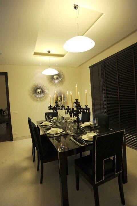 Black Themed Dining Area by Karan Kalra Modern | Interior Design Photos & Ideas