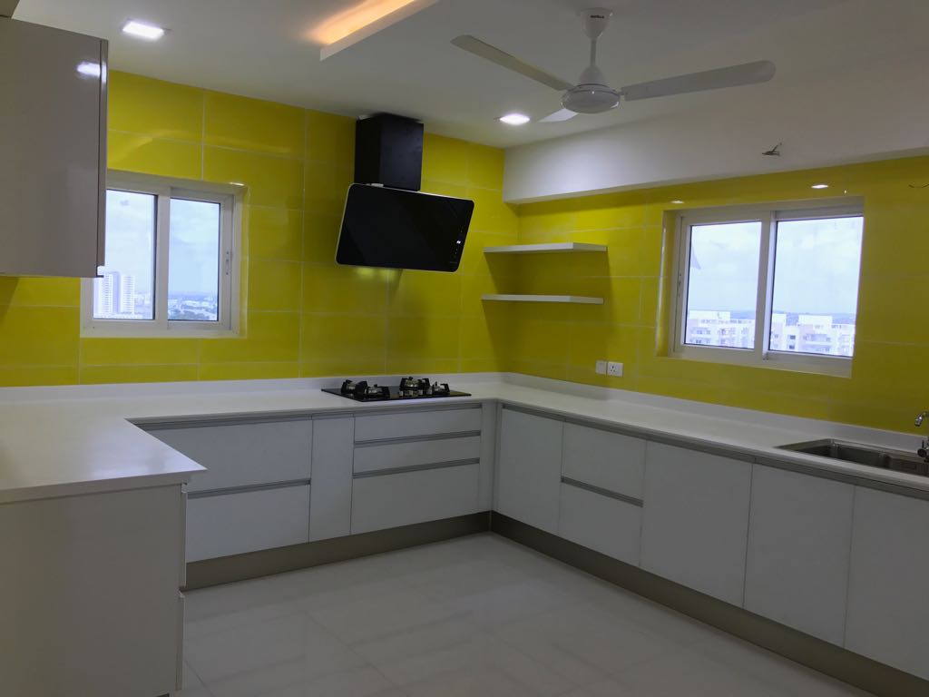 Yellow In White Kitchen Space by Viru Modern | Interior Design Photos & Ideas