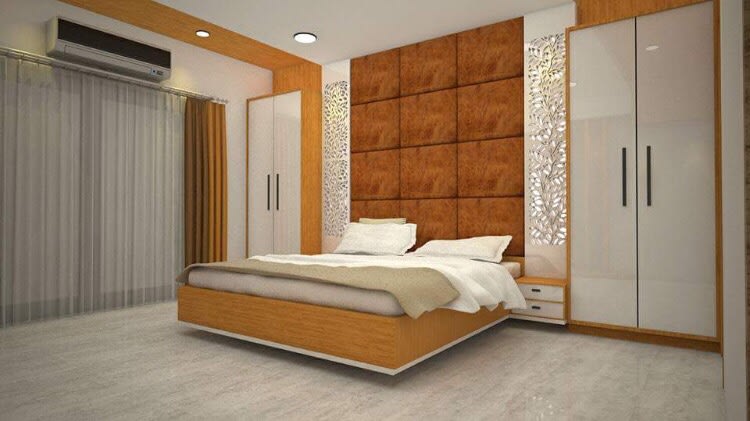 Hued bedroom by Ar. Nitin Sharma Bedroom Contemporary | Interior Design Photos & Ideas