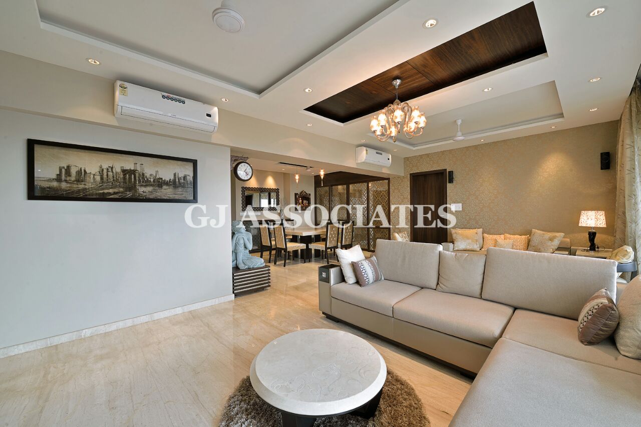 White Themed Living Room With White Leather Lawsons Sofa by Gaurang Jawle Living-room Modern | Interior Design Photos & Ideas