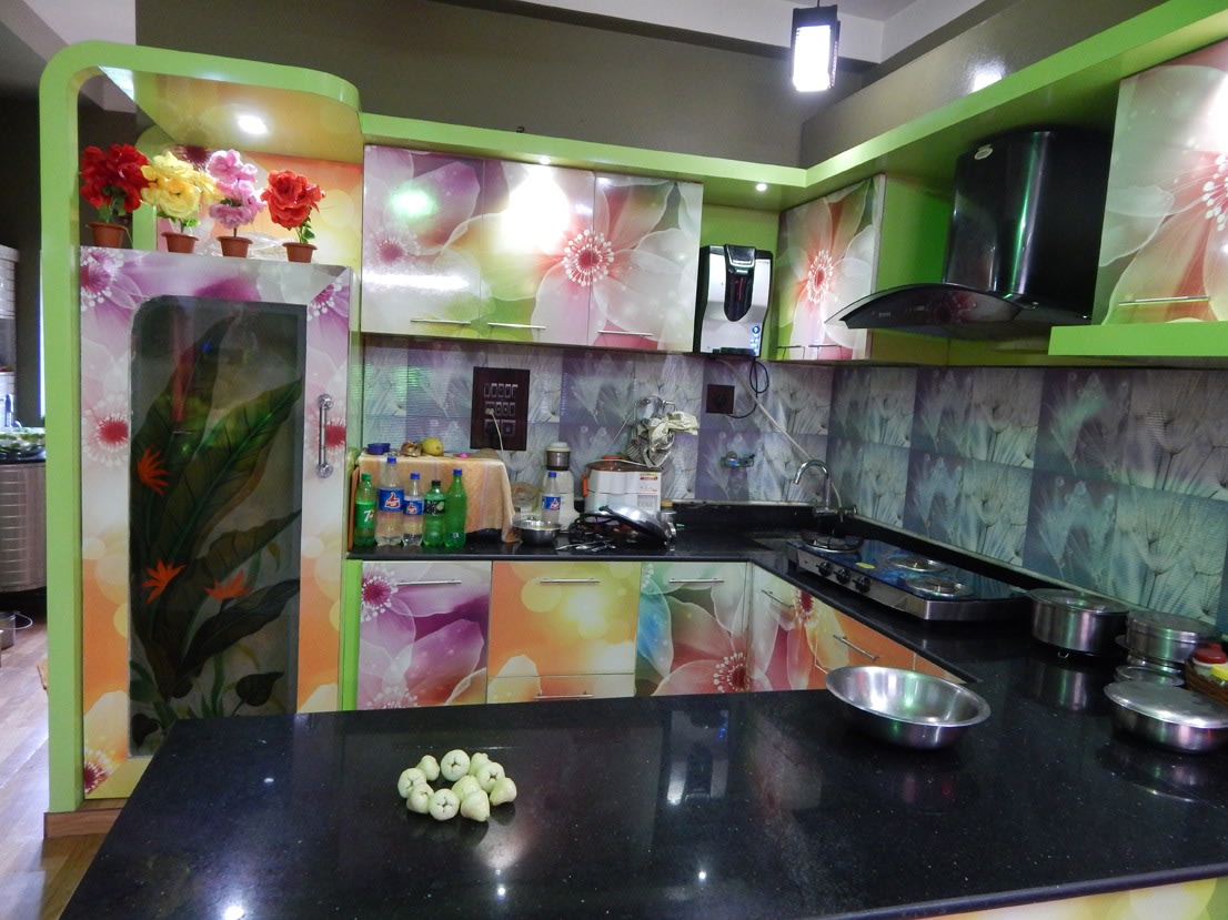 Green Kitchen by Manik Chowdhury Modular-kitchen Contemporary | Interior Design Photos & Ideas