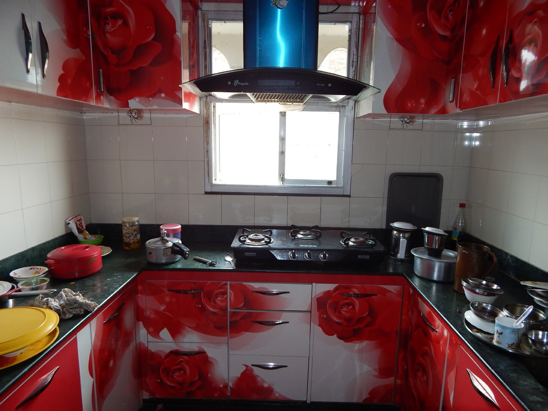 The Red Kitchen by Manik Chowdhury Modular-kitchen Contemporary | Interior Design Photos & Ideas