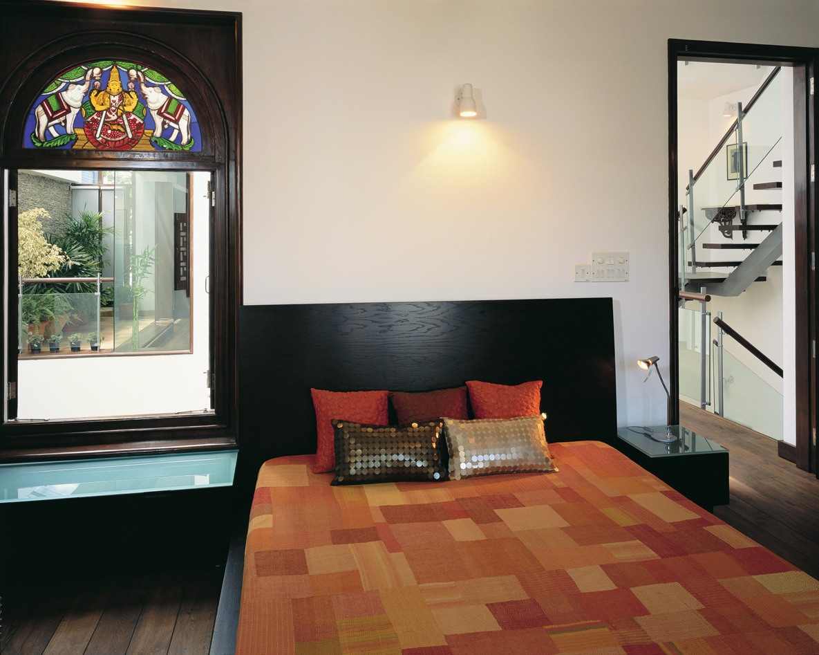 Bedroom With Black Head Cover And Traditional Window Art by narayan moorthy Bedroom Modern | Interior Design Photos & Ideas