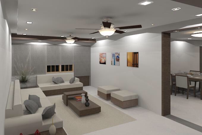 White sofa with false ceiling and marble flooring by Vatsal Hadvani Living-room Minimalistic | Interior Design Photos & Ideas