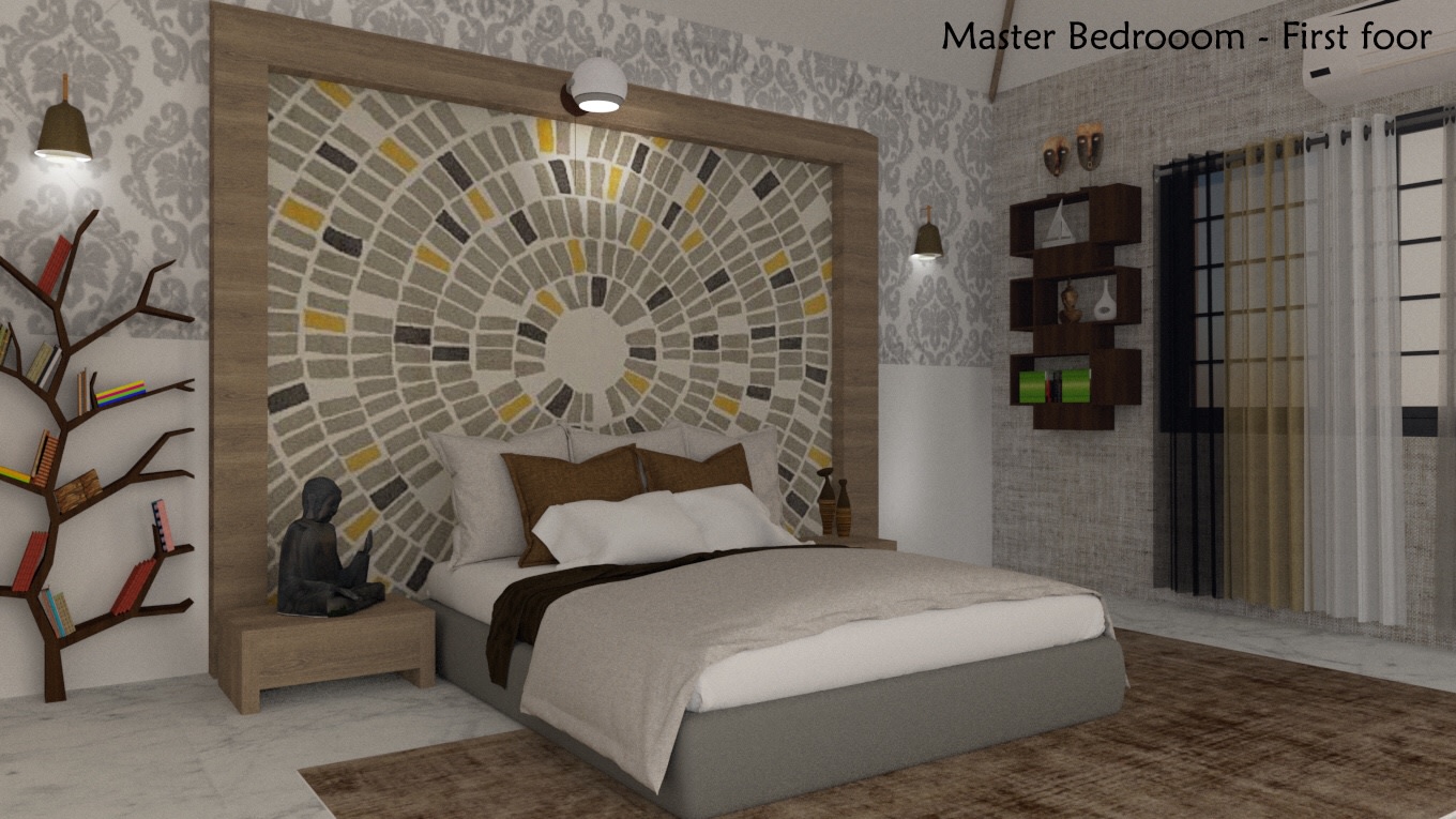 Art scape in bedroom by Vinusha Raju Bedroom Contemporary | Interior Design Photos & Ideas