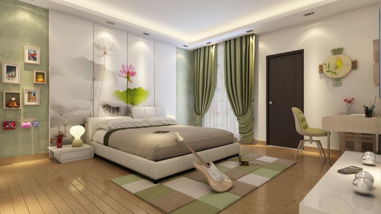 Neutral Tone Bedroom With White Low-Floor Bed by Ryan Associates Bedroom Modern | Interior Design Photos & Ideas