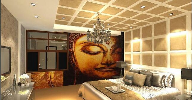Well-Lit Bedroom With Low-Floor Beds and Golden Recessed Light by Ryan Associates Bedroom Eclectic | Interior Design Photos & Ideas
