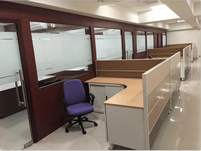 L shaped individual workstation cubicles with storage by Roshan Ashta