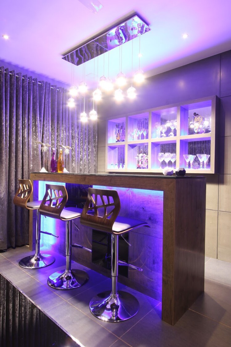 Metallic Bar Stools And Wooden Table by Dhwani Patel Indoor-spaces Contemporary | Interior Design Photos & Ideas