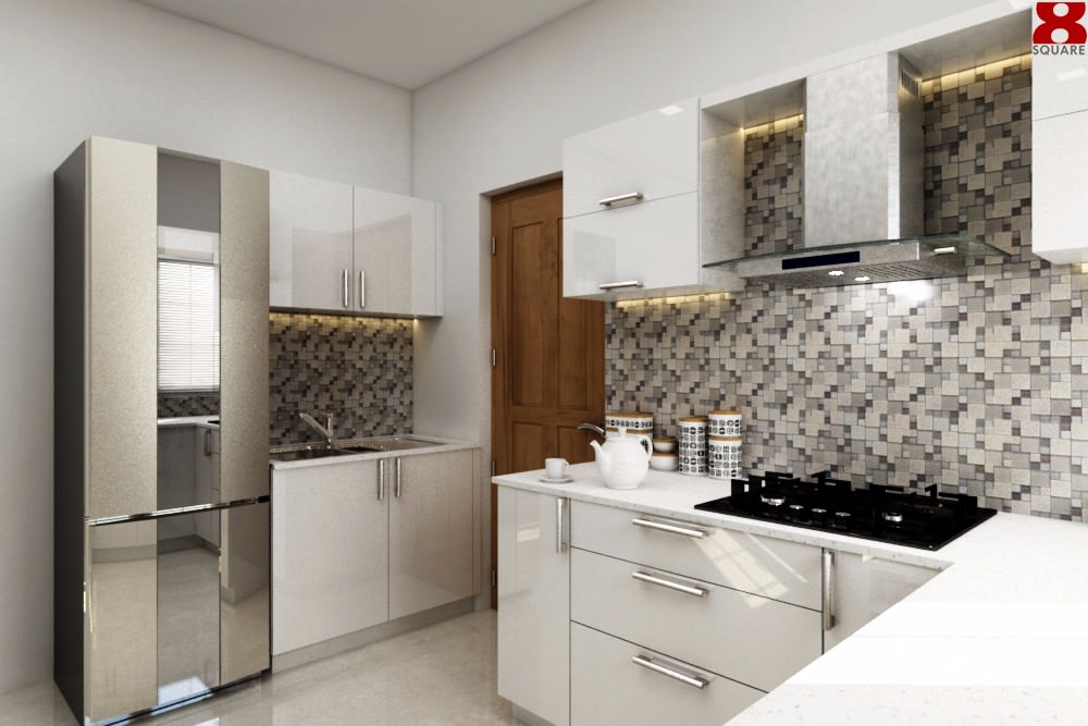 White Modular KitchenCabinets by Gijo George Modular-kitchen Contemporary | Interior Design Photos & Ideas