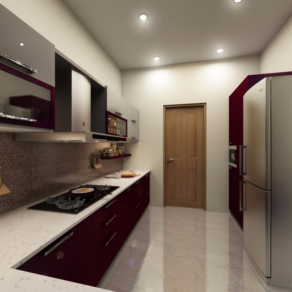L Shaped Modular Kitchen by Gijo George Modular-kitchen Contemporary | Interior Design Photos & Ideas