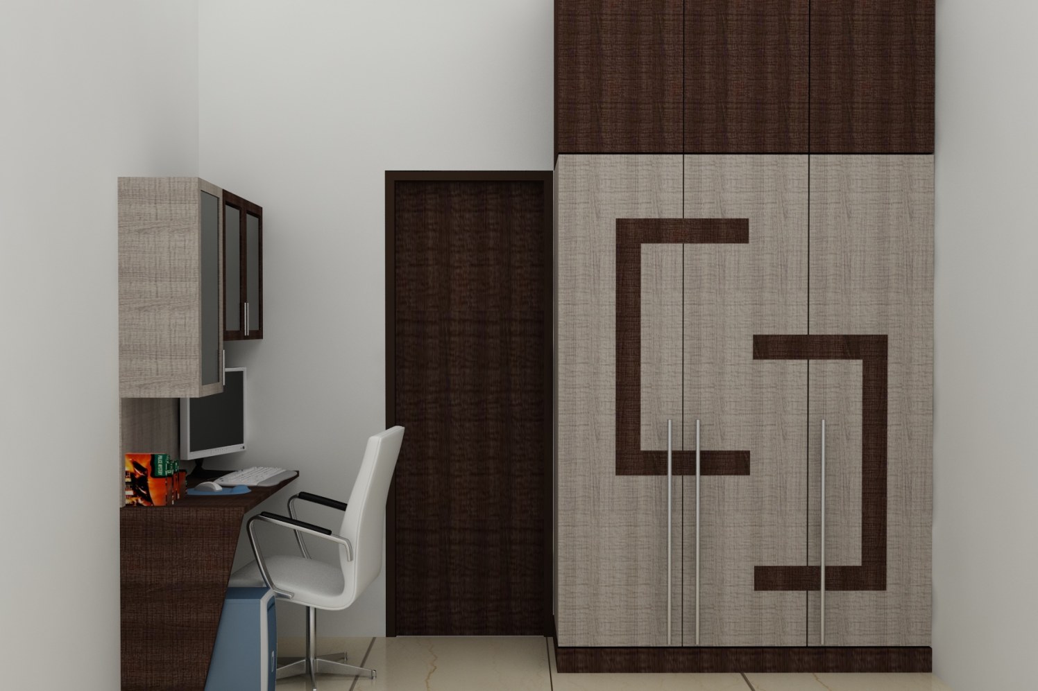 Wooden Study Table And Wardrobe In Bedroom by Vinod Sharma S Bedroom Contemporary | Interior Design Photos & Ideas