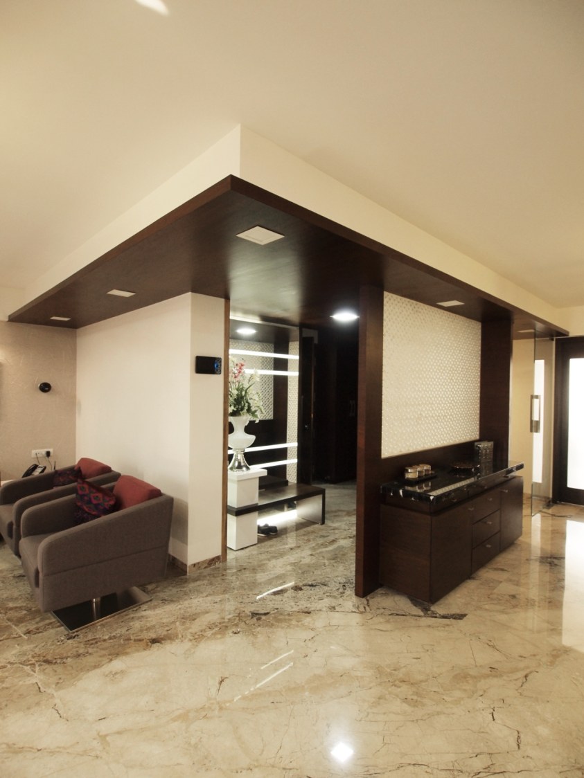 Hallway With Grey Tub Sofas by Janaki Kumar Raut Indoor-spaces Contemporary | Interior Design Photos & Ideas