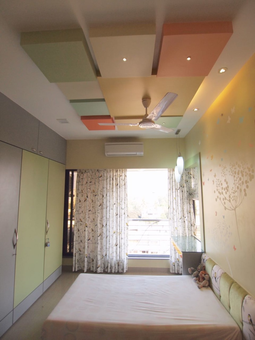 Bedroom With Lemon Green Wardrobe by Janaki Kumar Raut Bedroom Contemporary | Interior Design Photos & Ideas