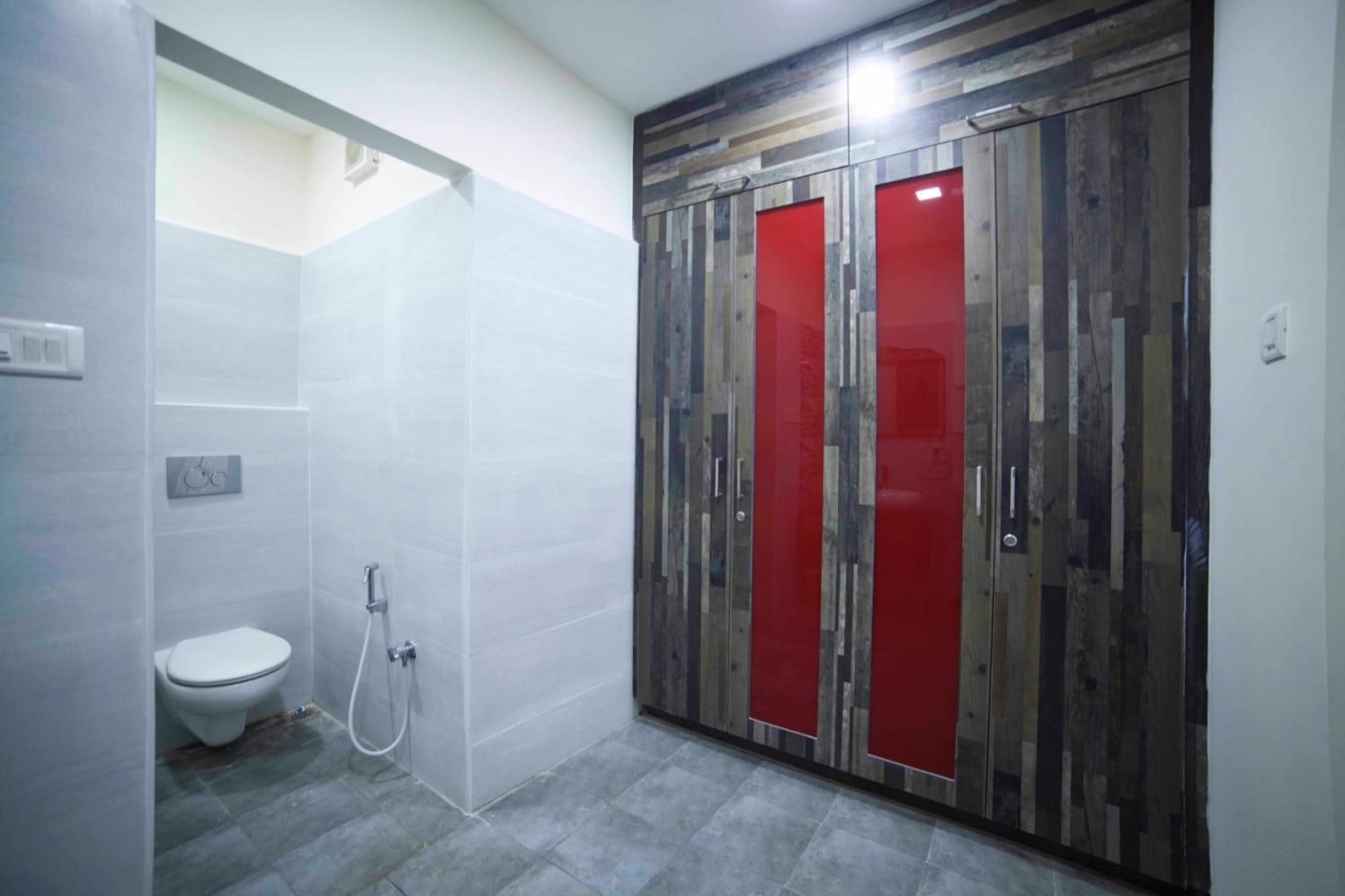 Grey Marble Flooring And White Walls In Bathroom by Sarath Sasi P Bathroom Modern | Interior Design Photos & Ideas