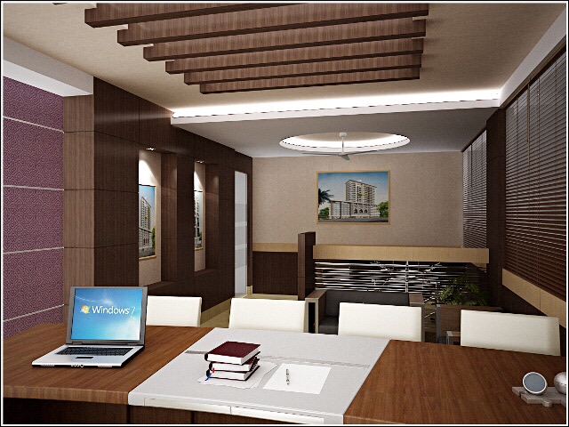 Artistic False Ceiling And Wooden Desk In Office by Ashish Singh Contemporary | Interior Design Photos & Ideas