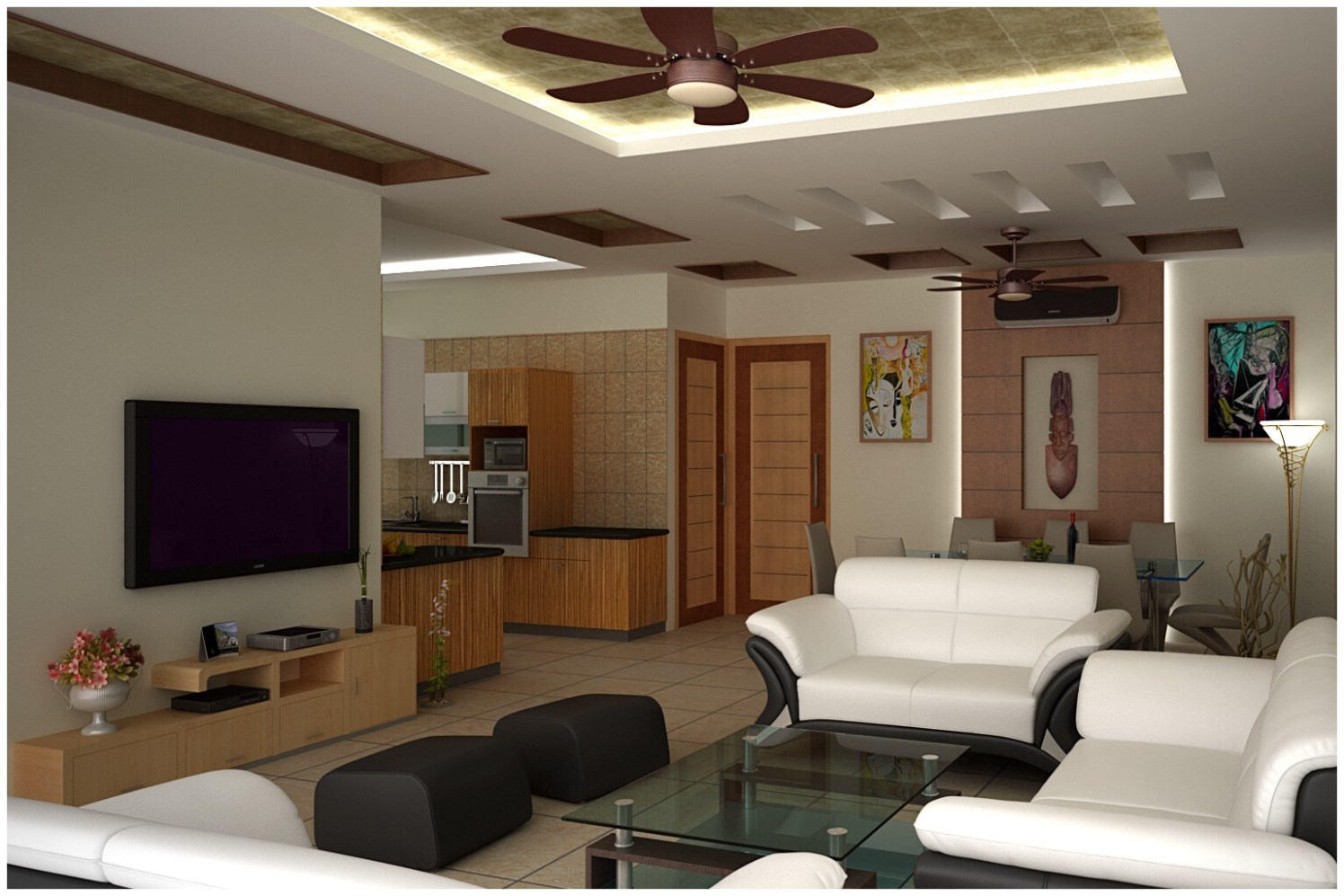 Lawson Sofa And Antique Fan In Living Room by Ashish Singh Living-room Contemporary | Interior Design Photos & Ideas