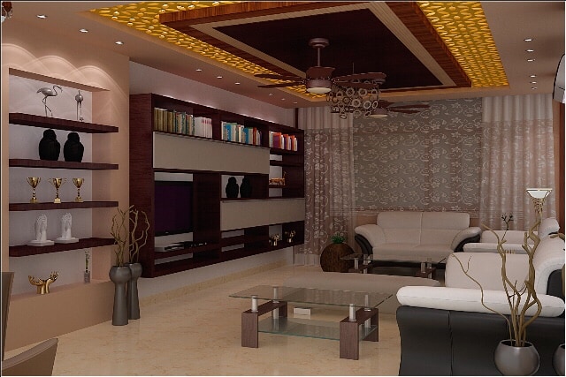 Designer False Ceiling And Marble Flooring In Living Room by Ashish Singh Living-room Contemporary | Interior Design Photos & Ideas
