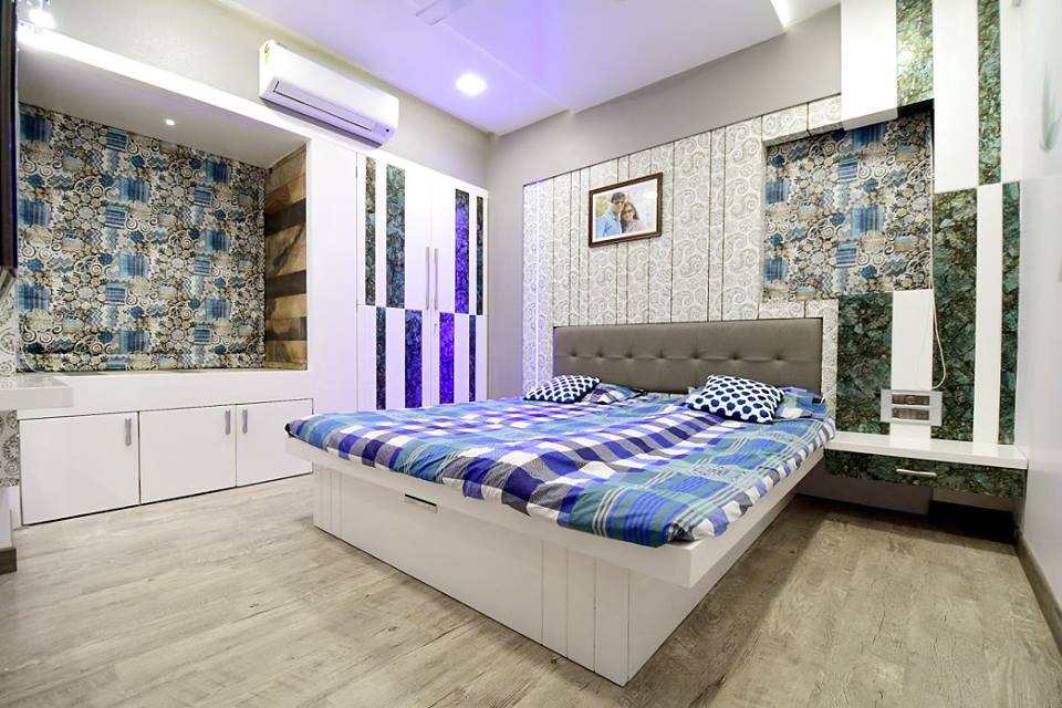 Marble Flooring And Wall Art In Bedroom by Monika Bodkhe Bedroom Eclectic | Interior Design Photos & Ideas