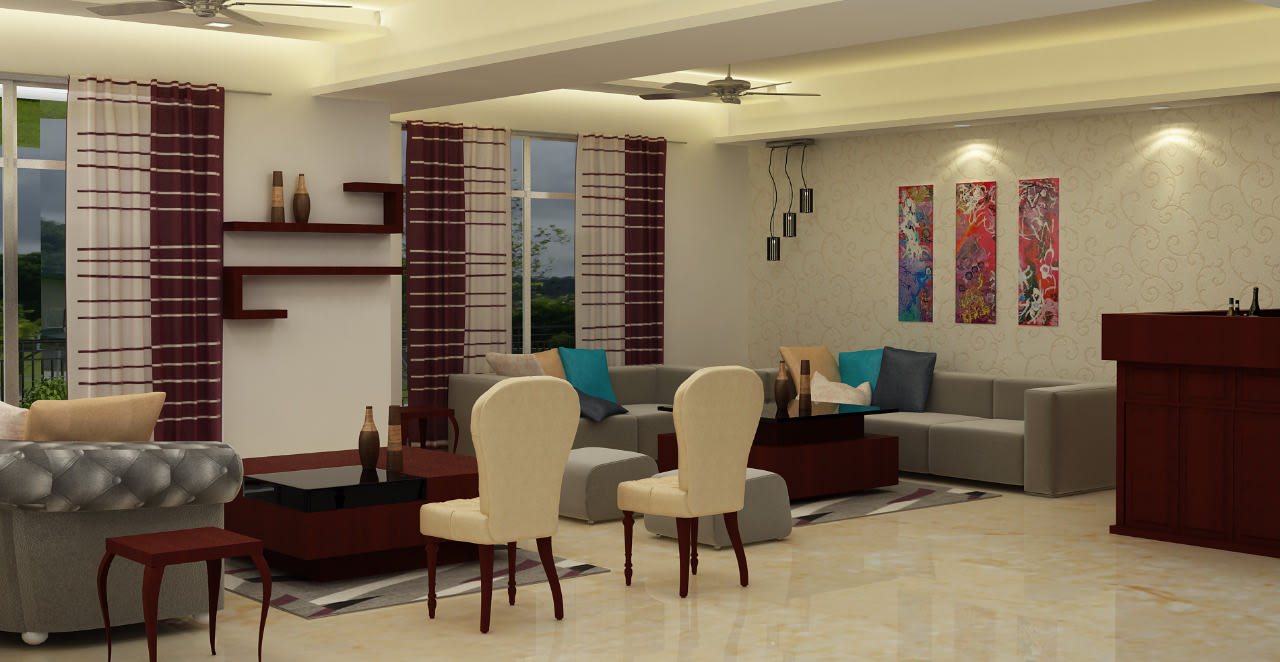 3D living area by Sami Mohiuddin Ansari Living-room Contemporary | Interior Design Photos & Ideas