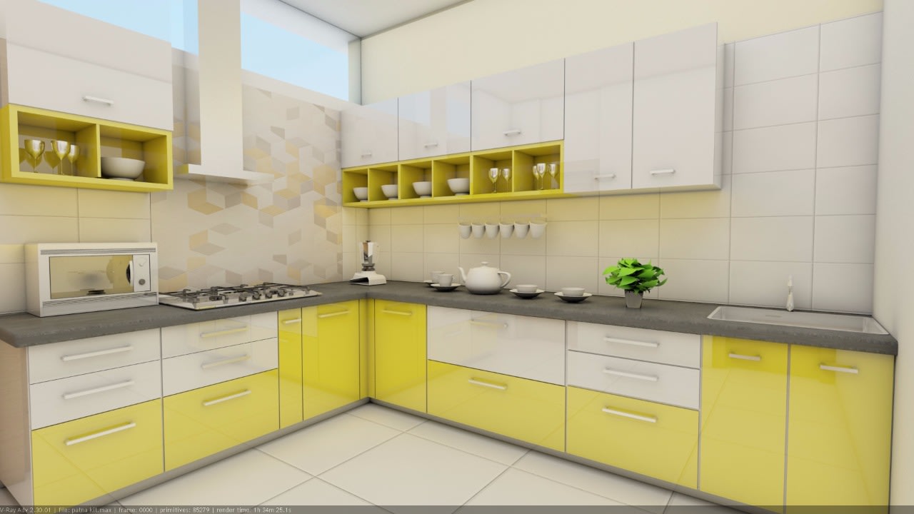 Glossy Yellow by Rashid Khan Modular-kitchen Modern | Interior Design Photos & Ideas