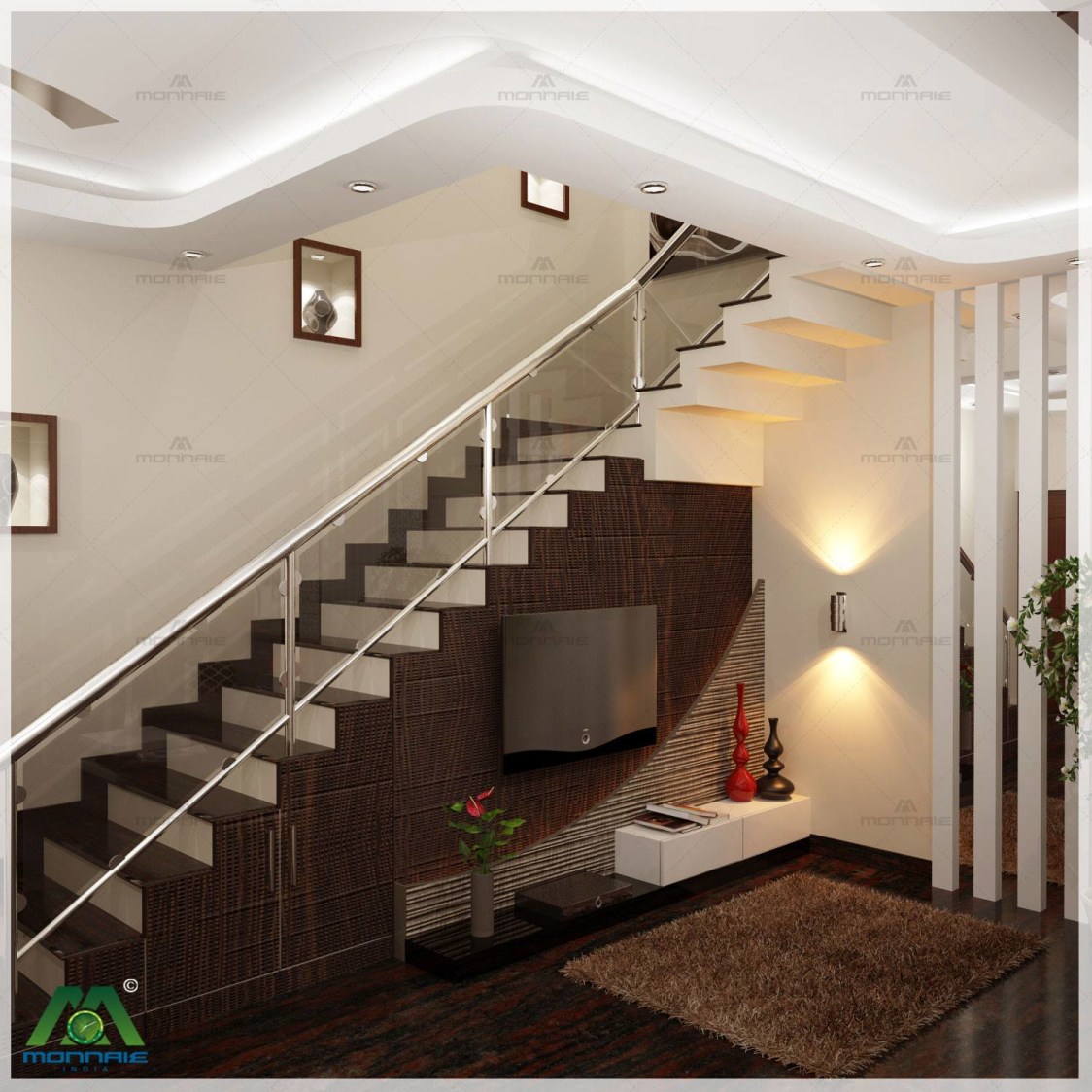 Contemporary Straight Staircase by Monnaie Architects Indoor-spaces Contemporary | Interior Design Photos & Ideas