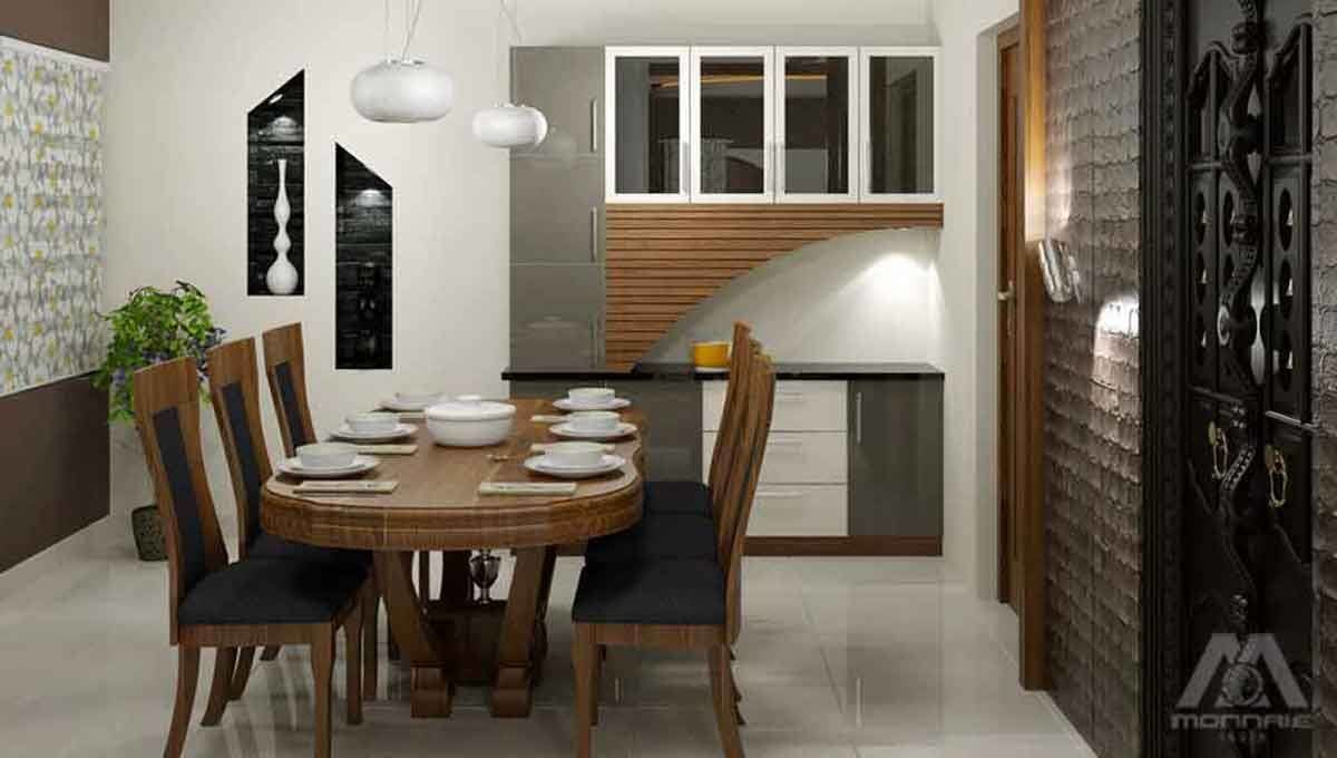 Dining Space with Wooden Table and Cushioned Chairs by Monnaie Architects Dining-room Contemporary | Interior Design Photos & Ideas