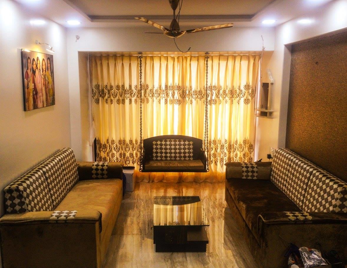 Brown sofa with wooden flooring by K D Mistry Interior Living-room Modern | Interior Design Photos & Ideas