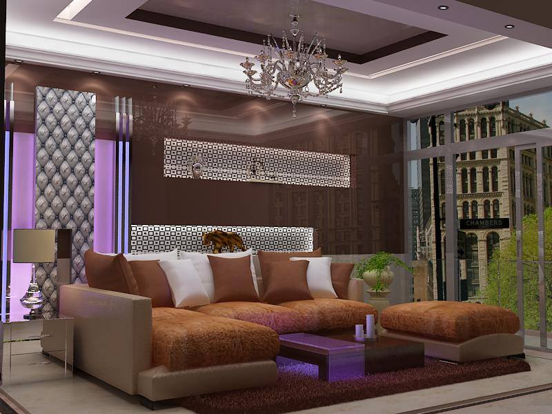 Vintage Chandelier And Sectional Sofa With Soft Rug In Living Room by Delixi Designs Living-room Eclectic | Interior Design Photos & Ideas