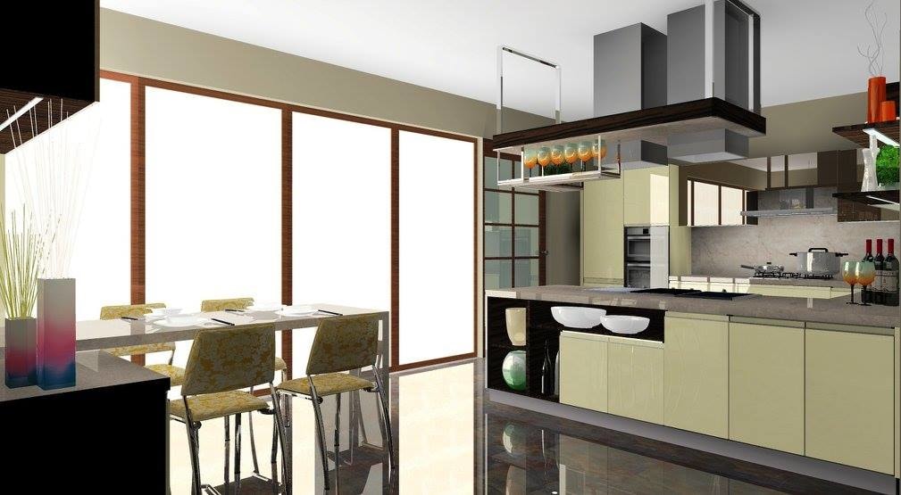 U shape kitchen with marble flooring by Delixi Designs Modular-kitchen Modern | Interior Design Photos & Ideas