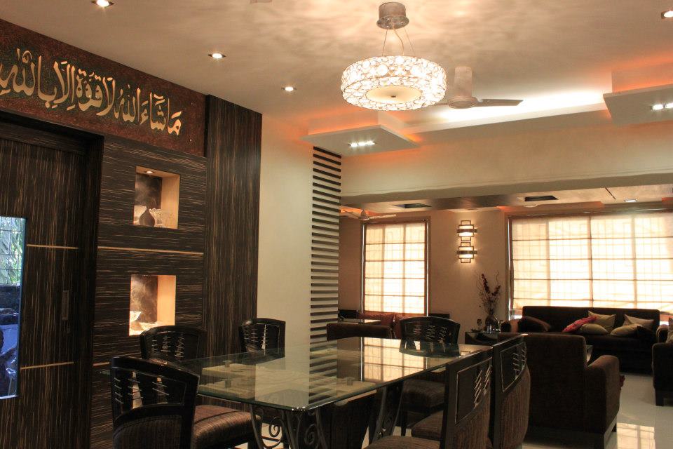 Glass Top Table With Wooden Chairs by Sagar Shah Dining-room Contemporary | Interior Design Photos & Ideas