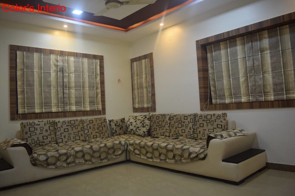 Beige Cushioned Sofa by color's interio Living-room Contemporary | Interior Design Photos & Ideas