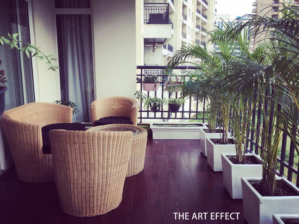 Patio Chairs And Round Table In A Balcony by The Art Effect Open-spaces Contemporary | Interior Design Photos & Ideas
