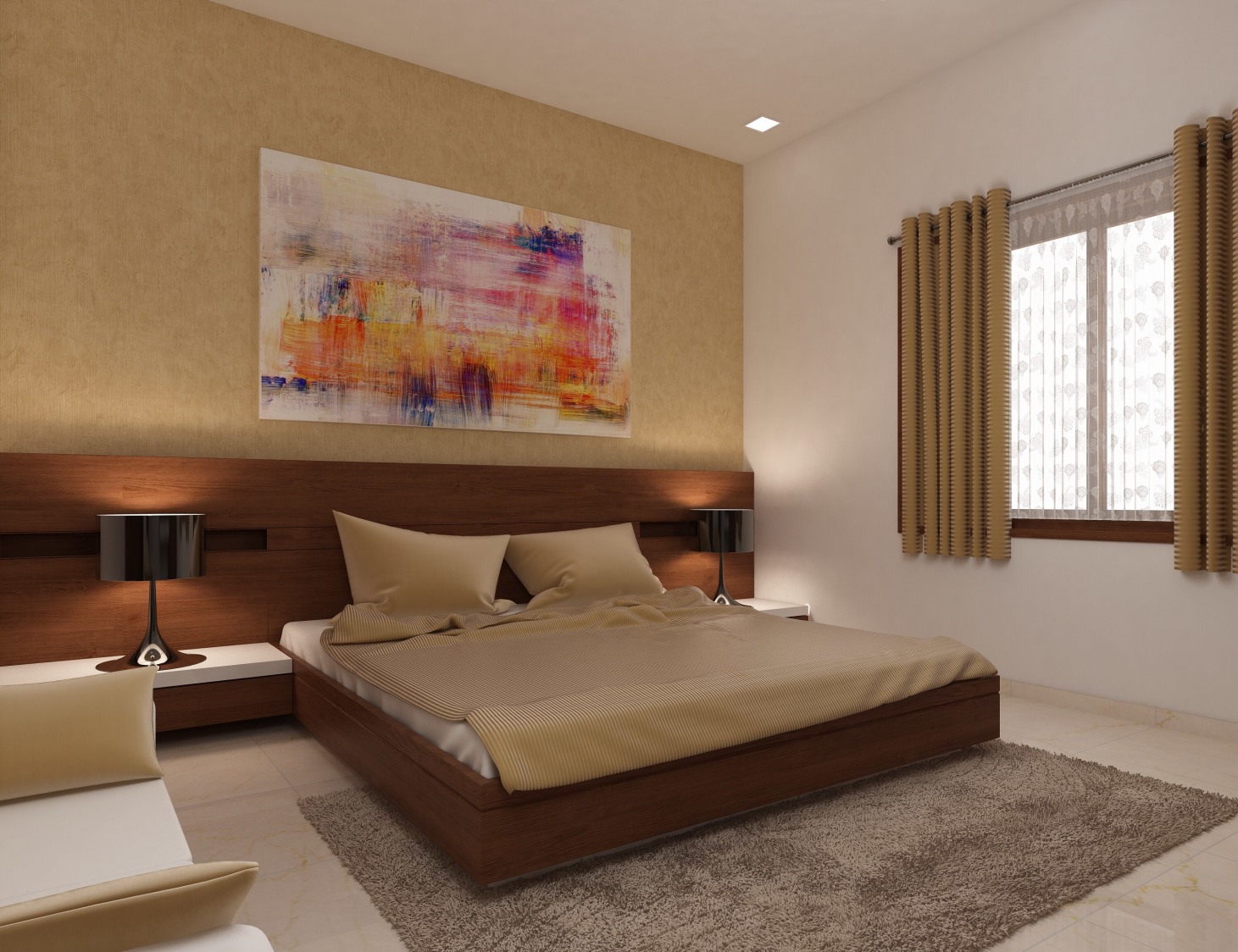Beige Colored Bedroom by setu.patel Bedroom | Interior Design Photos & Ideas