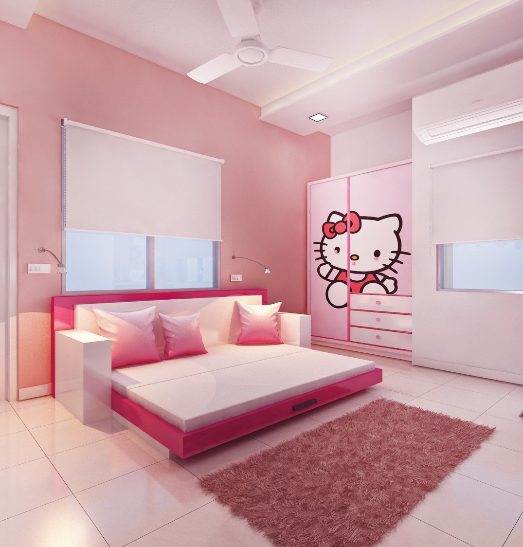 Pink Bedroom Design For Girls by setu.patel Bedroom | Interior Design Photos & Ideas