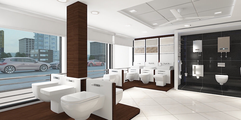 Modern White Showroom by setu.patel | Interior Design Photos & Ideas