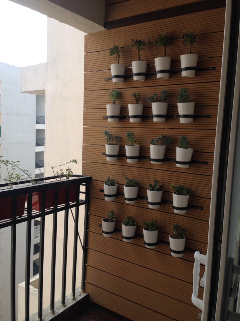 Balcony With Hanging Flower Pots by Vaibhav gaba Open-spaces Contemporary | Interior Design Photos & Ideas