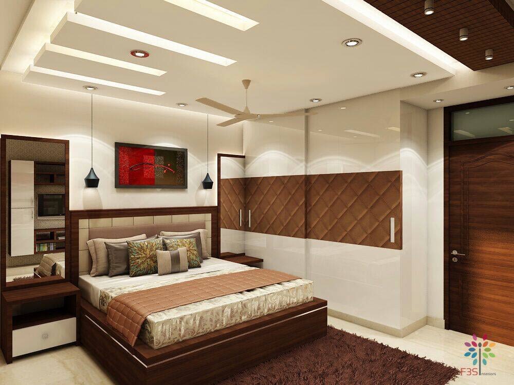 Wooden Bed And Pale Shade Interiors In Bedroom by Vaibhav gaba Bedroom Contemporary | Interior Design Photos & Ideas