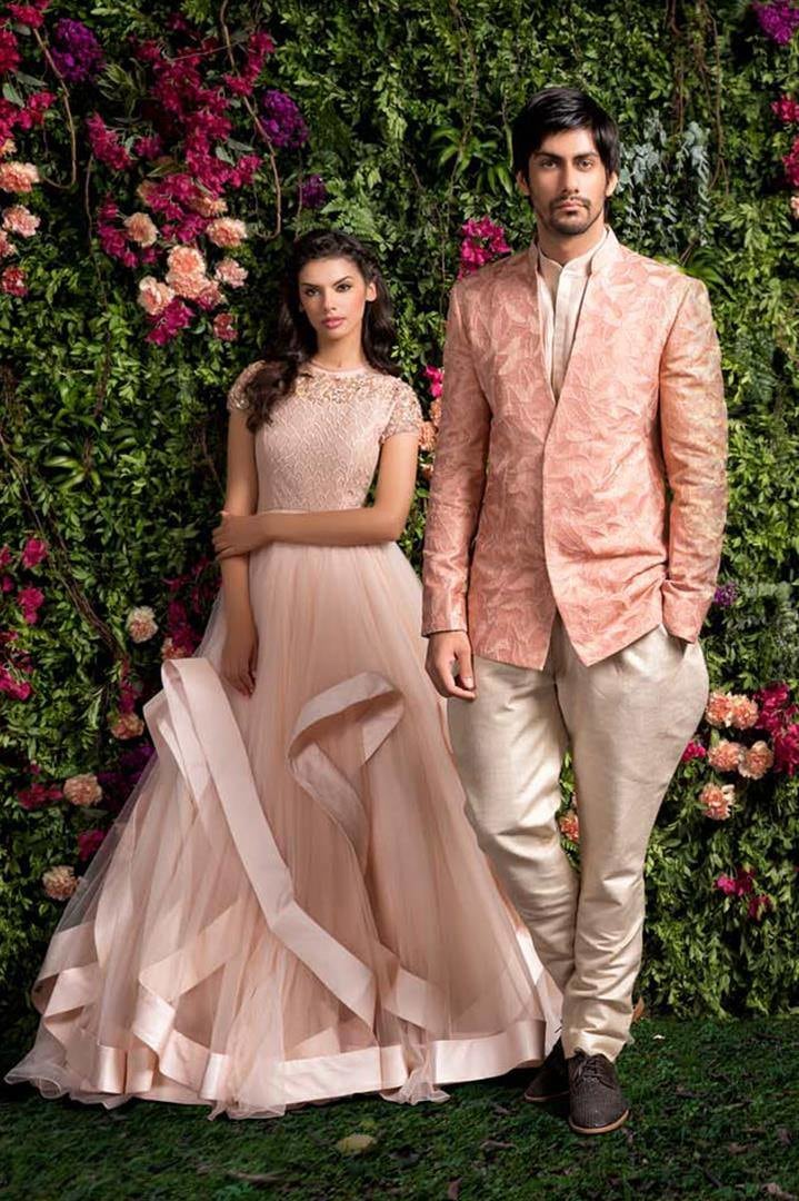 Blush Pink Bridal Gown And Groom's Suit. by Shyamal & Bhumika Wedding-dresses | Weddings Photos & Ideas