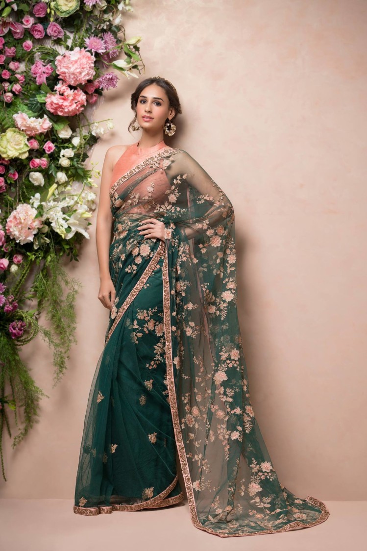 Bottle Green Bridal Saree. by Shyamal & Bhumika Wedding-dresses | Weddings Photos & Ideas