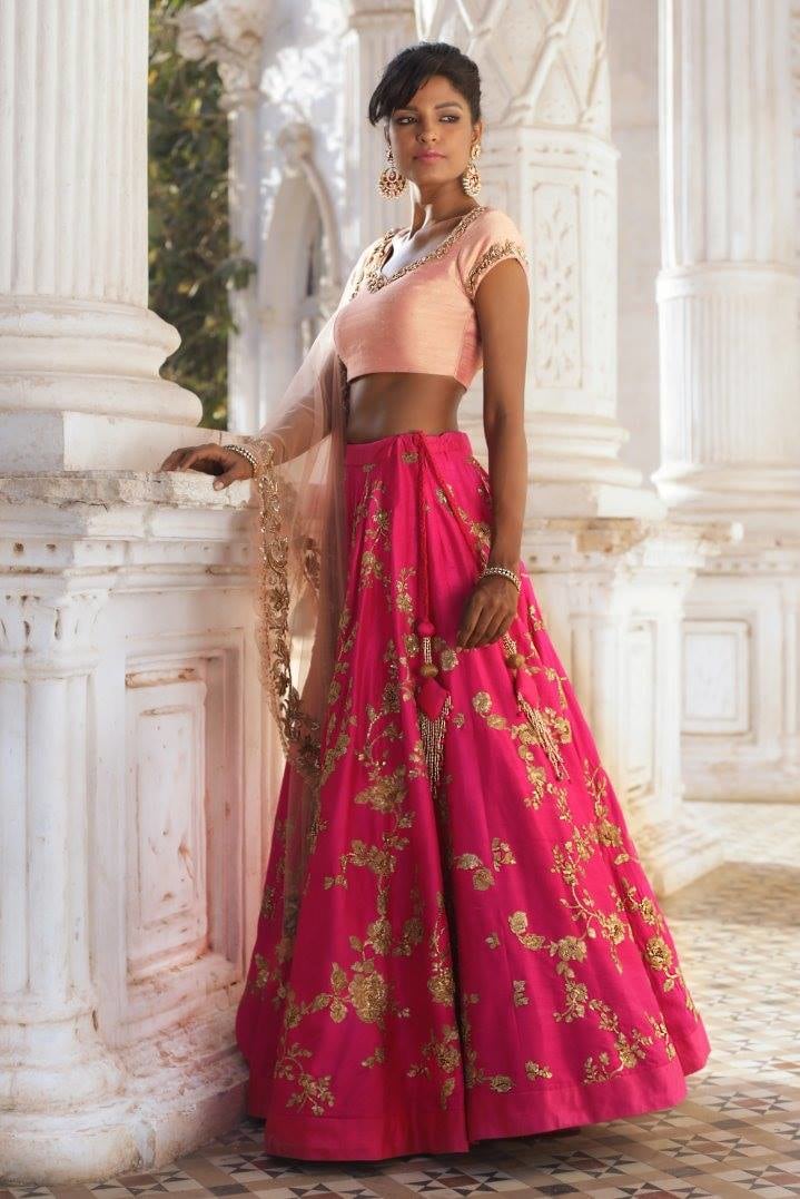 Magenta Shaded Embroidered Bridal Lehenga. by Shyamal & Bhumika Wedding-dresses | Weddings Photos & Ideas