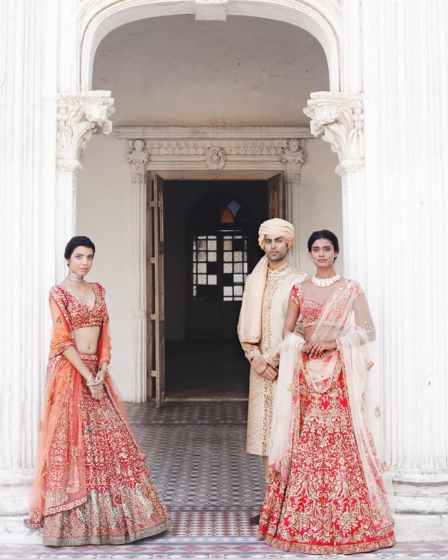 Crimson Shaded Embroidered Bridal Lehenga. by Shyamal & Bhumika Wedding-dresses | Weddings Photos & Ideas