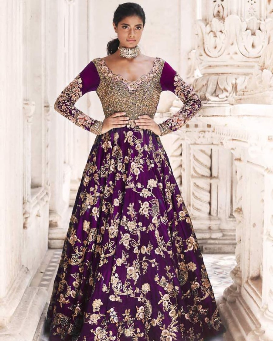 Purple Embroidered Bridal Gown by Shyamal & Bhumika Wedding-dresses | Weddings Photos & Ideas