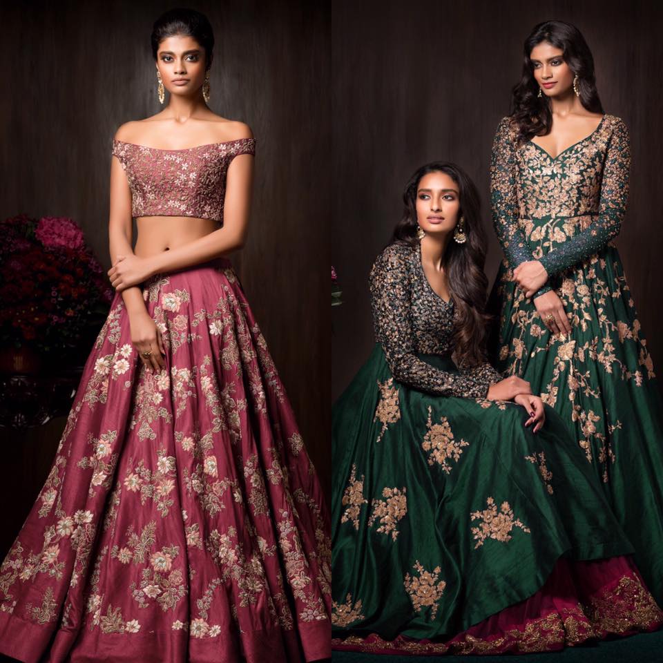 Rose Pink and Emerald Green Heavily Embroidered Bridal Wear by Shyamal & Bhumika Wedding-dresses | Weddings Photos & Ideas