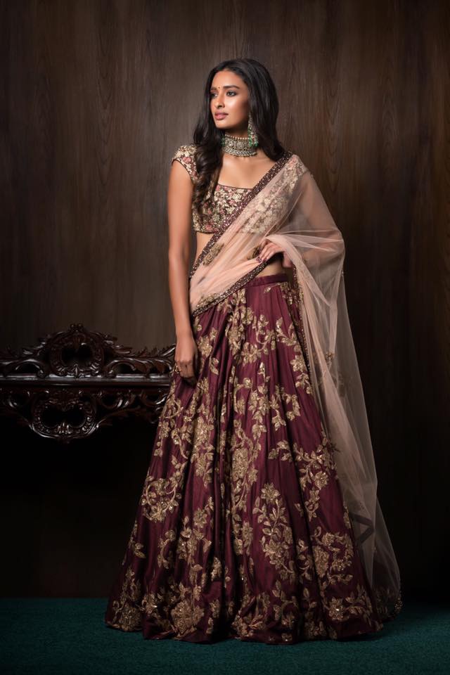 Deep Red Heavily Embroidered Bridal Lehenga by Shyamal & Bhumika Wedding-dresses | Weddings Photos & Ideas