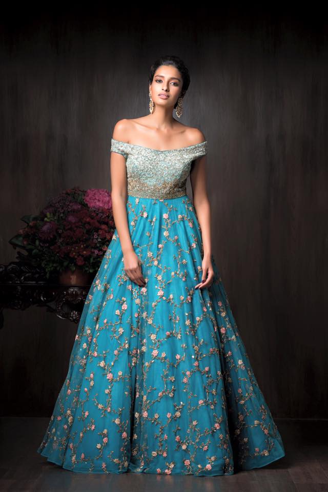 Shimmering Sky Blue Gown With Embroidery Work by Shyamal & Bhumika Wedding-dresses | Weddings Photos & Ideas