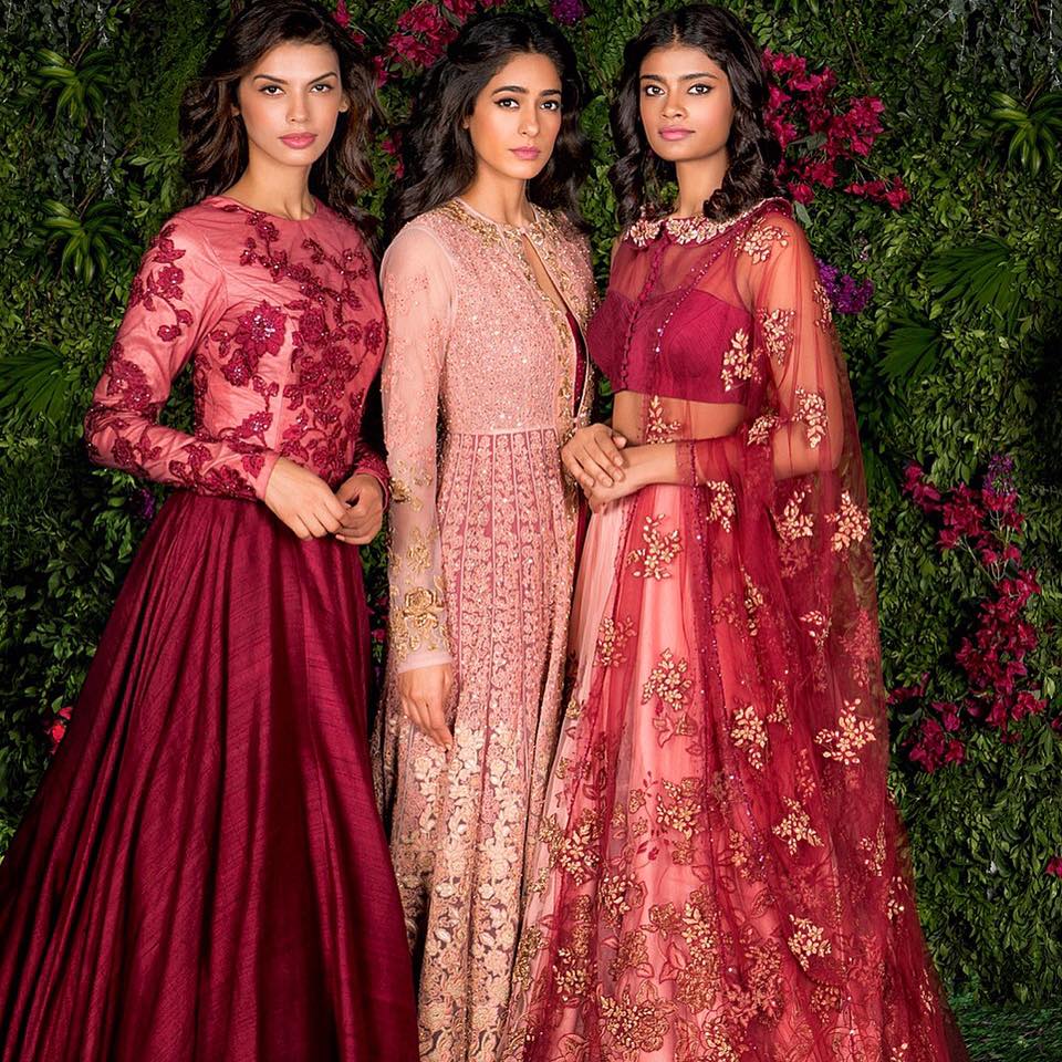 Crimson and Light Pink Shaded Bridal Wear by Shyamal & Bhumika Wedding-dresses | Weddings Photos & Ideas