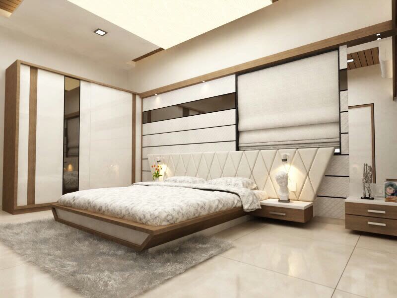 Cotton Shade Interior In Bedroom With Marble Flooring by Jaldeep patel Bedroom Contemporary | Interior Design Photos & Ideas