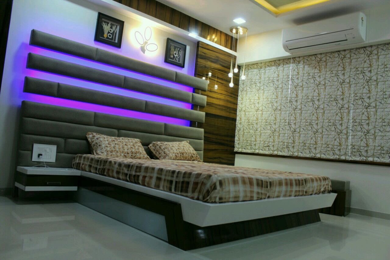 Designer Bed And Marble Flooring In Bedroom by Jaldeep patel Bedroom Contemporary | Interior Design Photos & Ideas