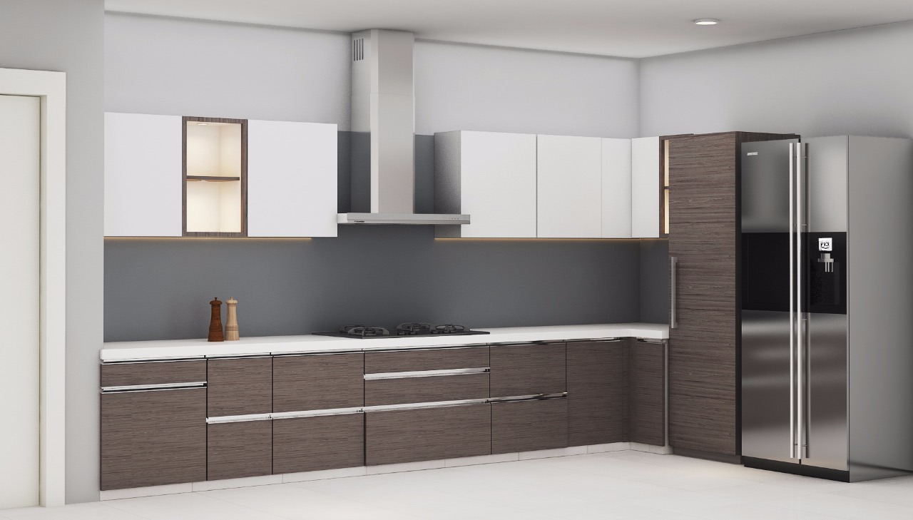 Sophisticated Modular Kitchen with Grey Color Theme by himanshu